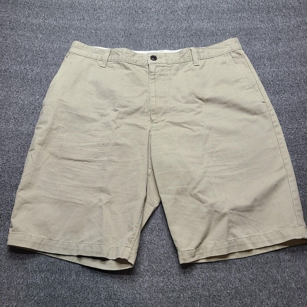 Dockers Shorts Mens 36‎ Khaki Flat Front Classic Chino Waterless Casual Cotton